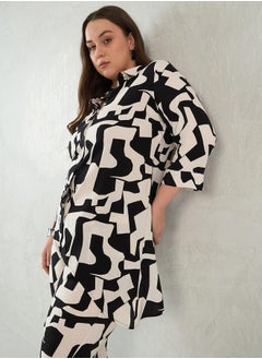 Femmella Plus Size All-Over Print Shirt and Pants Co-Ords by Styli  - Image 5