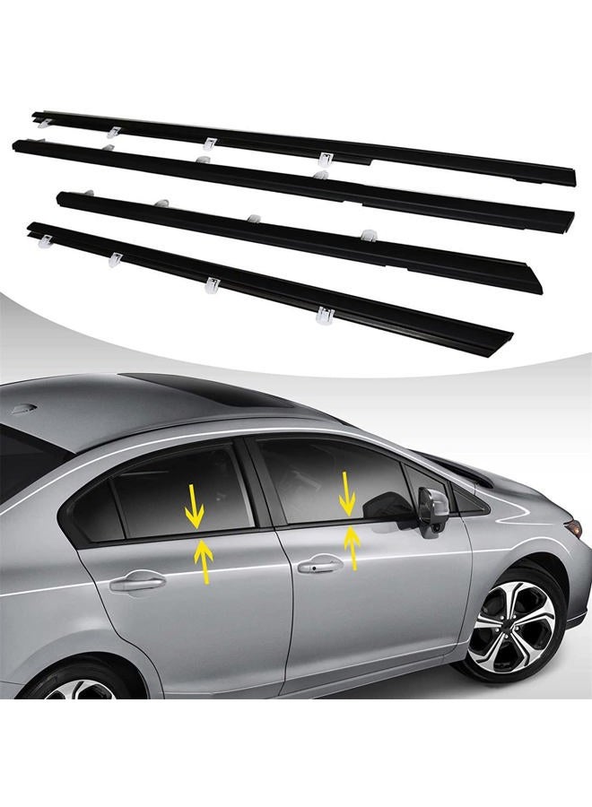 SEBLAFF 4PCS Weatherstrip Window Moulding Trim Seal Belt Replacement for Civic 2012-2015 Sedan Black - Image 1