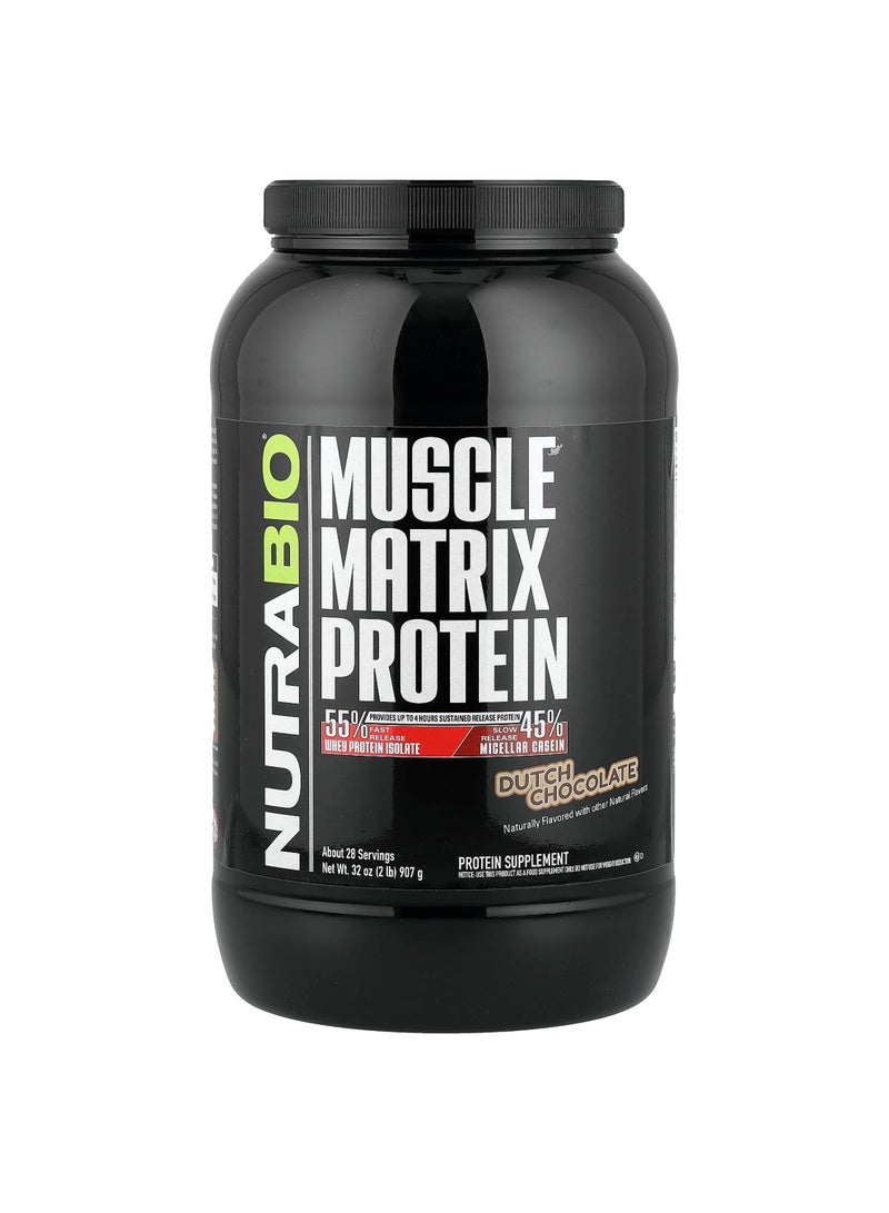 NutraBio Muscle Matrix Protein, Dutch Chocolate, 2 lb (907 g)