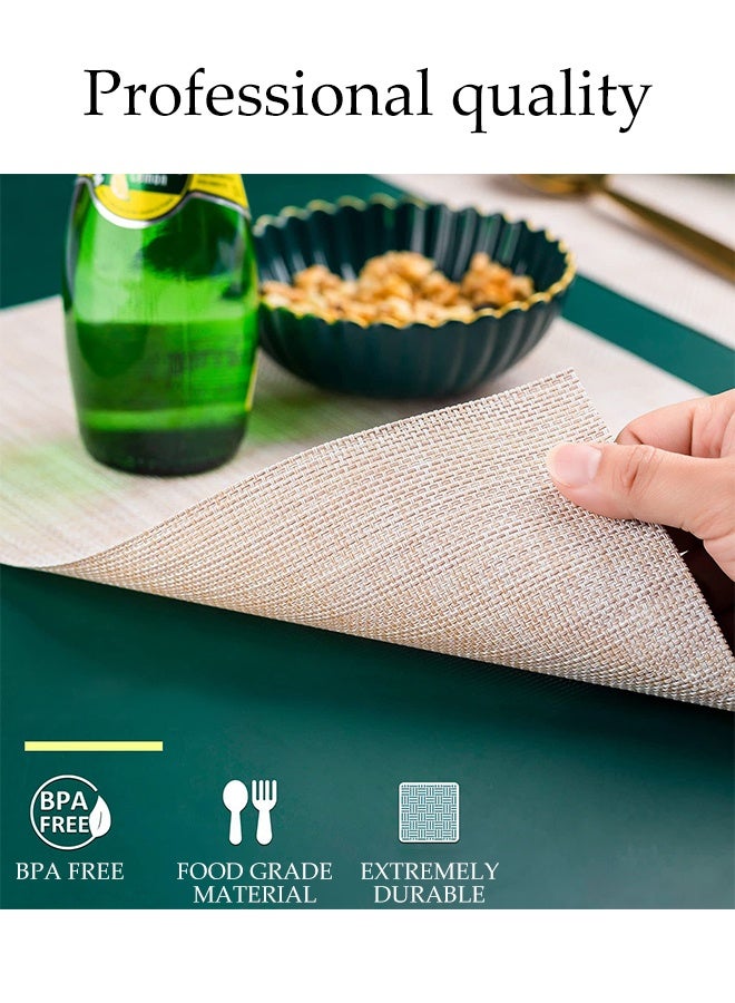 DUNISO 8-Piece Pvc Leather Placemat Set, Square Heat-Resistant And Non-Slip Table Mat, 30 x 45 Cm, Washable, Oil-Resistant, Suitable For Home, Restaurant, Cafe,Beige.  - Image 3