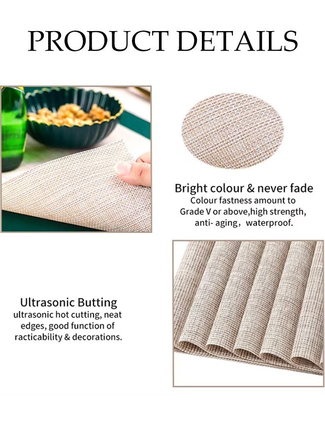 DUNISO 8-Piece Pvc Leather Placemat Set, Square Heat-Resistant And Non-Slip Table Mat, 30 x 45 Cm, Washable, Oil-Resistant, Suitable For Home, Restaurant, Cafe,Beige.  - Image 4