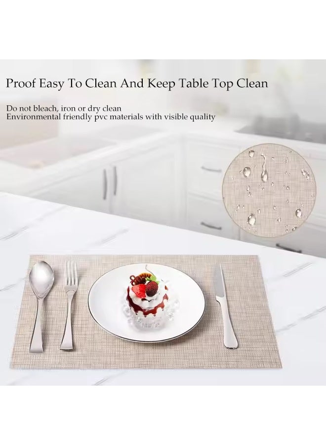DUNISO 8-Piece Pvc Leather Placemat Set, Square Heat-Resistant And Non-Slip Table Mat, 30 x 45 Cm, Washable, Oil-Resistant, Suitable For Home, Restaurant, Cafe,Beige.  - Image 5
