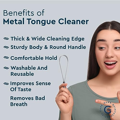 GUBB Metal Tongue Cleaner For Kids & Adults | For Fresh Breath & Bacteria Removal | Improved Taste Sense & Oral Hygiene | Ayurvedic Tongue Scraper For Bad Breath (With Loop) - Image 3