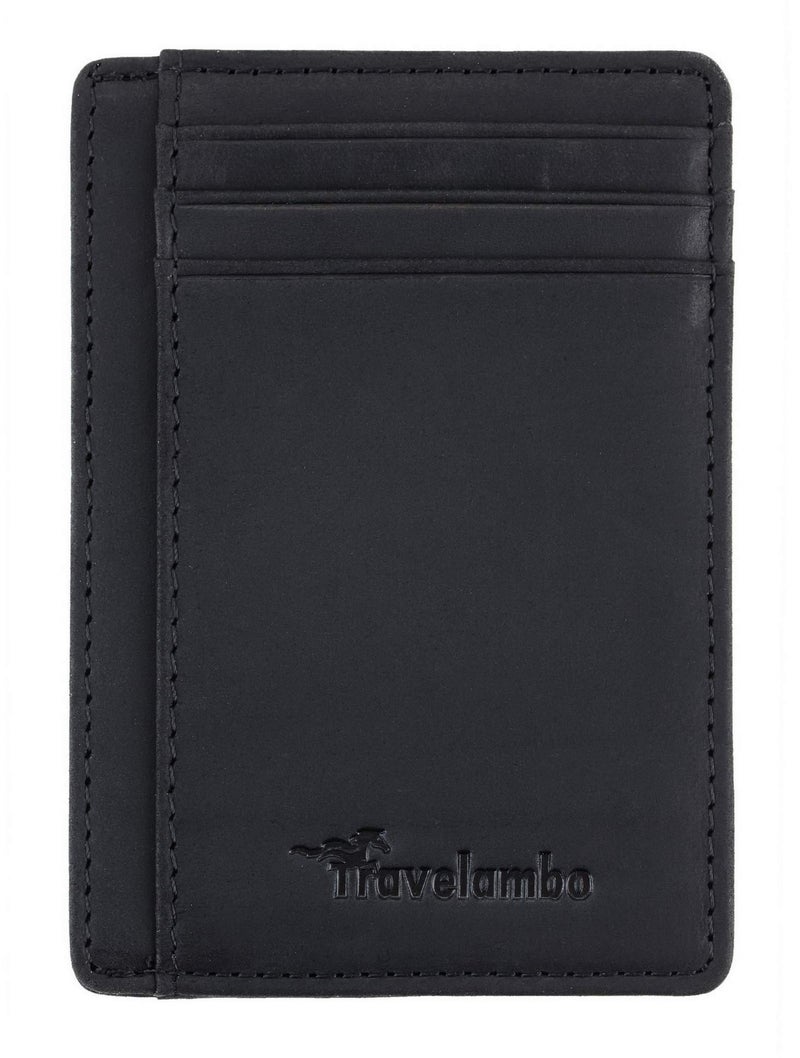 Travelambo Slim Wallet Front Pocket Minimalist Leather RFID Blocking Medium Size - Image 3