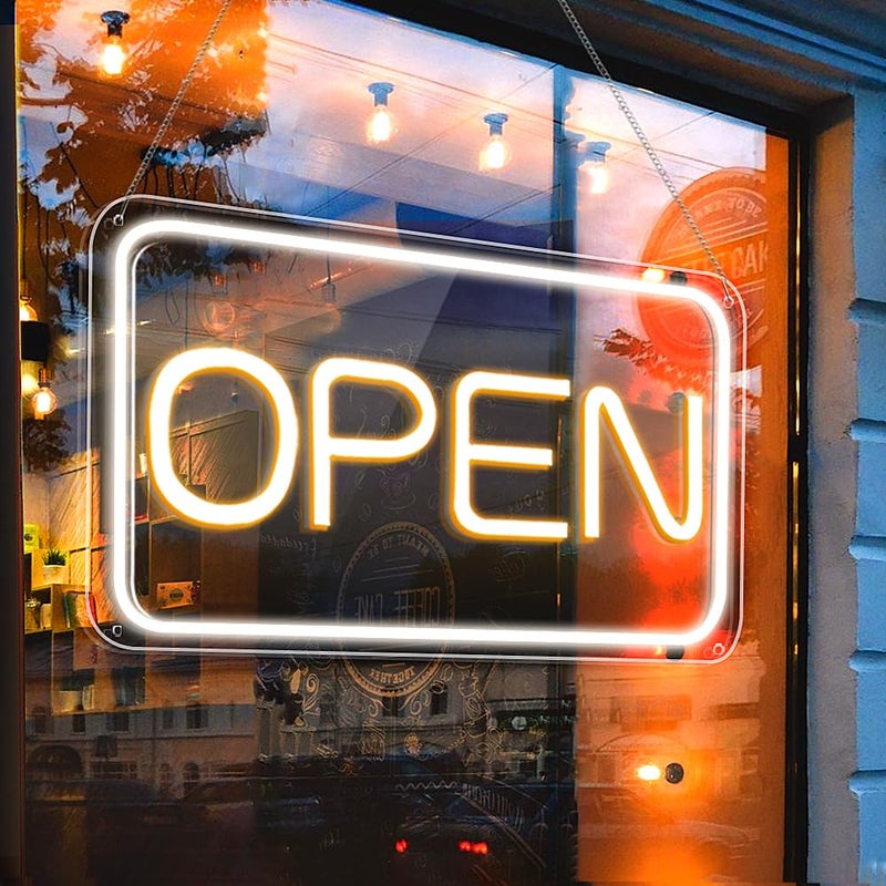 ROLANCHE Open Signs for Business, COB Chip LED Neon Open Sign, 16"x 9" Bright Electric Light Up Open Signs with ON/OFF Switch for Bars, Stores, Coffee Shop, Hotel, Window, Outdoor etc. - Image 1