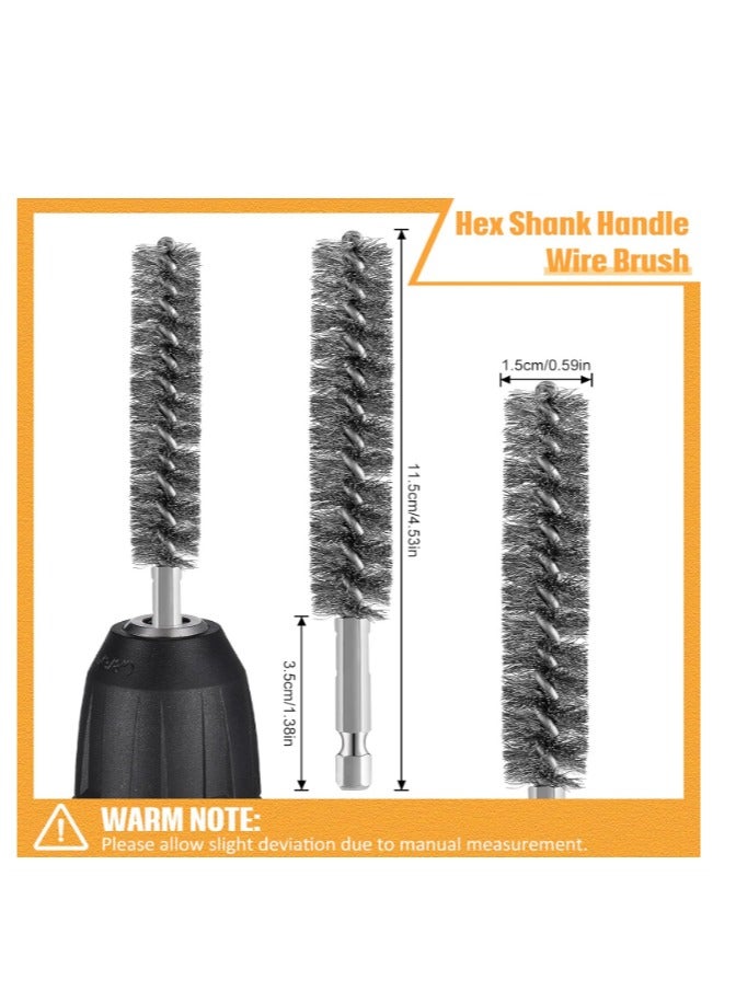 Yakumuz 5PCS Stainless Steel Bore Brush Bristles, Yakumuz Wire Brush for Power Drill Cleaning Wire Brush with 1/4” Hex Shank Handle for Power Drill Cleaning Wire Brush (15mm) - Image 2