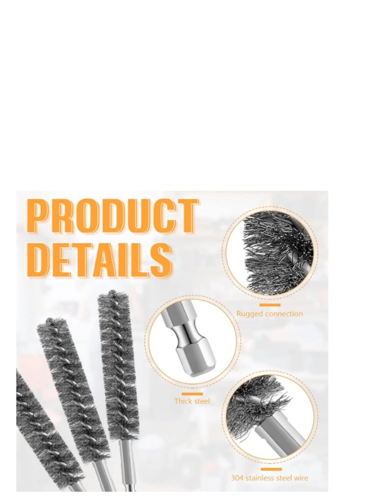 Yakumuz 5PCS Stainless Steel Bore Brush Bristles, Yakumuz Wire Brush for Power Drill Cleaning Wire Brush with 1/4” Hex Shank Handle for Power Drill Cleaning Wire Brush (15mm) - Image 5