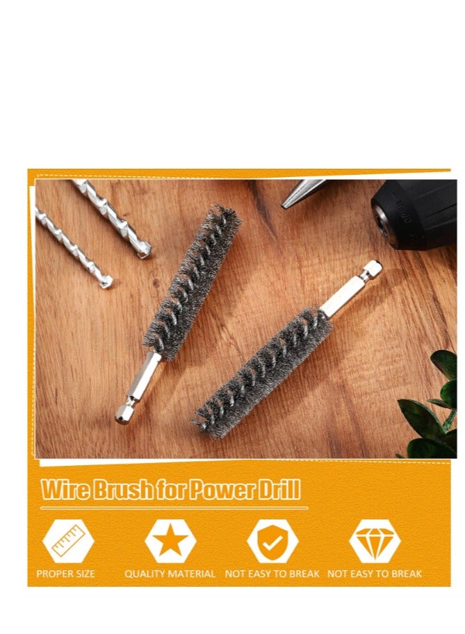 Yakumuz 5PCS Stainless Steel Bore Brush Bristles, Yakumuz Wire Brush for Power Drill Cleaning Wire Brush with 1/4” Hex Shank Handle for Power Drill Cleaning Wire Brush (15mm) - Image 4