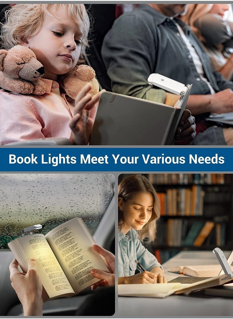 USB Rechargeable Book Light Warm White LED Adjustable Brightness for Eye Protection Clip On Portable Bookmark Light for Reading in Bed or Car White Color - Image 4