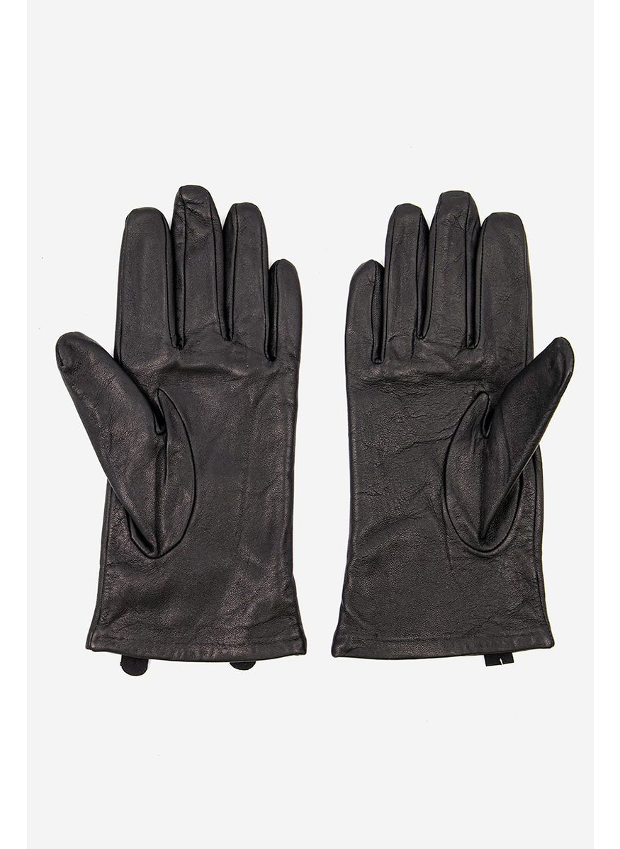 Tchibo - Women Plain Leather Gloves, Black - Image 1