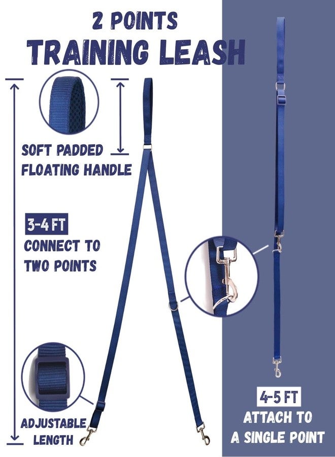 DF Freedom No Pull Martingale Dog Harness and Leash Set, Front Clip Adjustable Harness with Reflective & Padded Handle, Easy Walking & Training, Navy Blue, 1", Chest 30.4" - 45.2" - Image 4