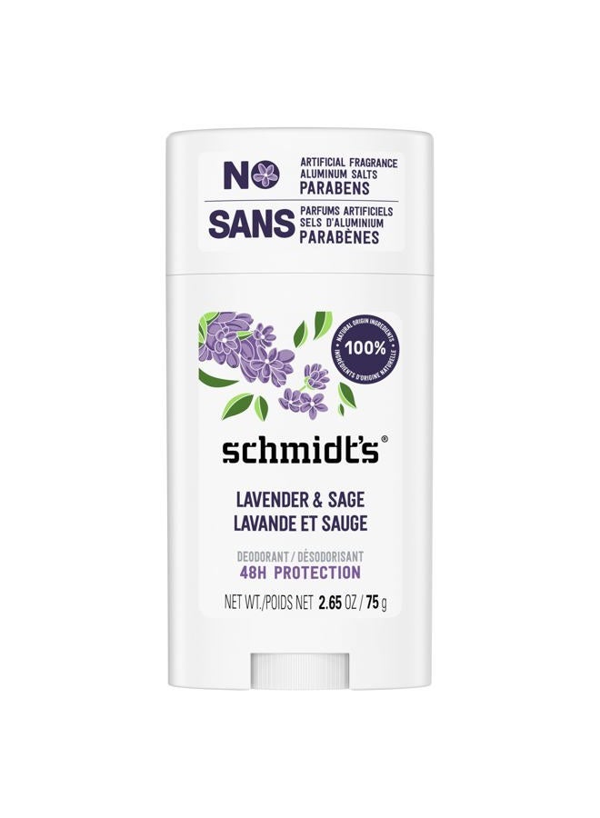 Schmidt's Aluminum-Free Vegan Deodorant Lavender & Sage with 24 Hour Odor Protection, for Women and Men, Natural Ingredients, Cruelty-Free, 2.65 oz - Image 1