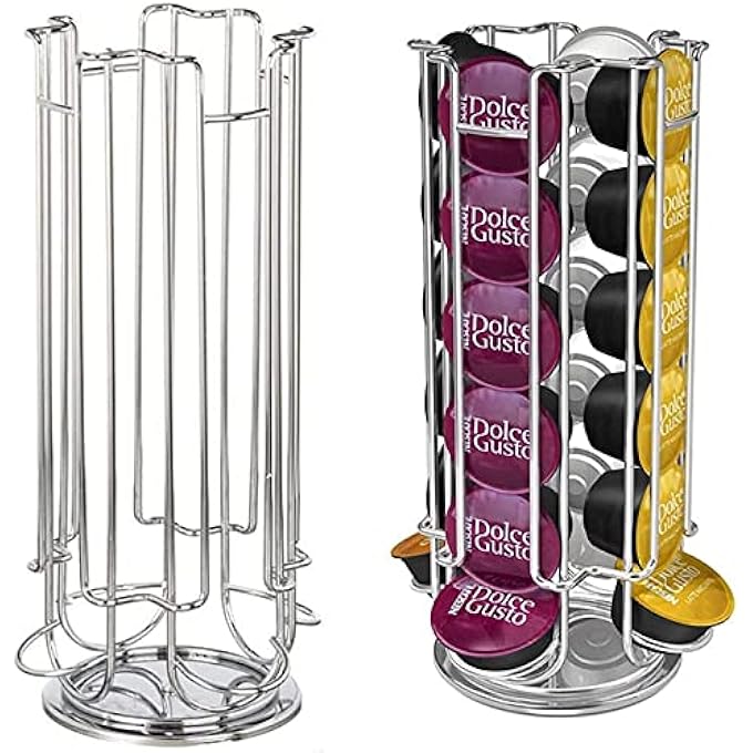 rayihni 24 Capsule Coffee Pod Stand Rack Coffee Pod Holders For Nescafe Dolce Gusto 24 Pods Silver - Image 4