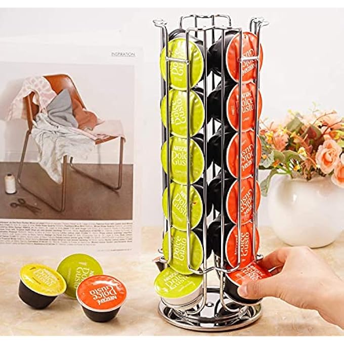rayihni 24 Capsule Coffee Pod Stand Rack Coffee Pod Holders For Nescafe Dolce Gusto 24 Pods Silver - Image 5
