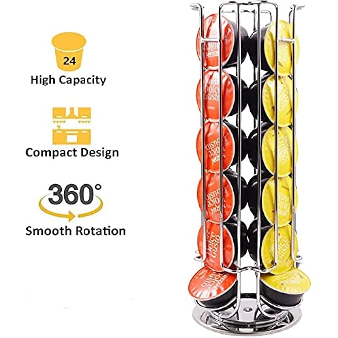 rayihni 24 Capsule Coffee Pod Stand Rack Coffee Pod Holders For Nescafe Dolce Gusto 24 Pods Silver - Image 3