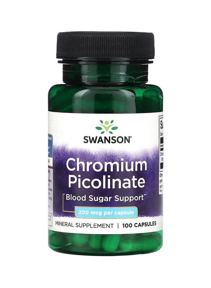 SWANSON Chromium Picolinate, 200 mcg, 100 Capsules 