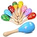 Islmlisa Mini Wooden Maracas for Kids Wooden Fiesta Maracas Assorted Color and DesignPack of 6 Random Color Pattern - Image 3