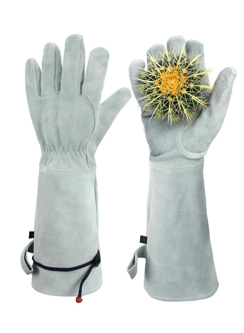 Excefore Heavy Duty Gardening Gloves, Rose Pruning Gloves for Men & Women, Long Thorn Proof Gardening Gloves, Breathable Leather Gauntlet , Best Garden Gifts & Tools for Gardener (Size: M)  - Image 1