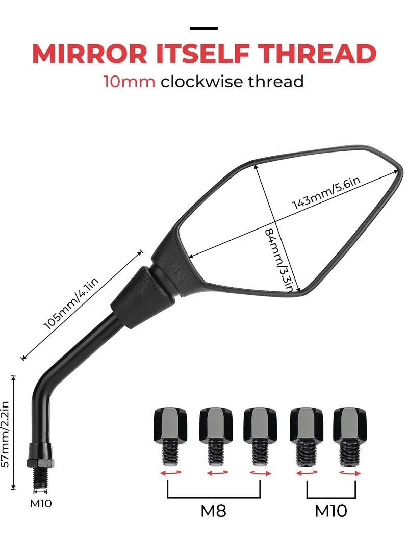 SYOSI - Motorcycle Mirror, Universal Motorcycle Mirror with M8 M10, Motorcycle Rear View Mirror with Holder, Mirror for Motorcycle, Moped, Scooter, Rear View Mirror Compatible with MT07 - Image 1