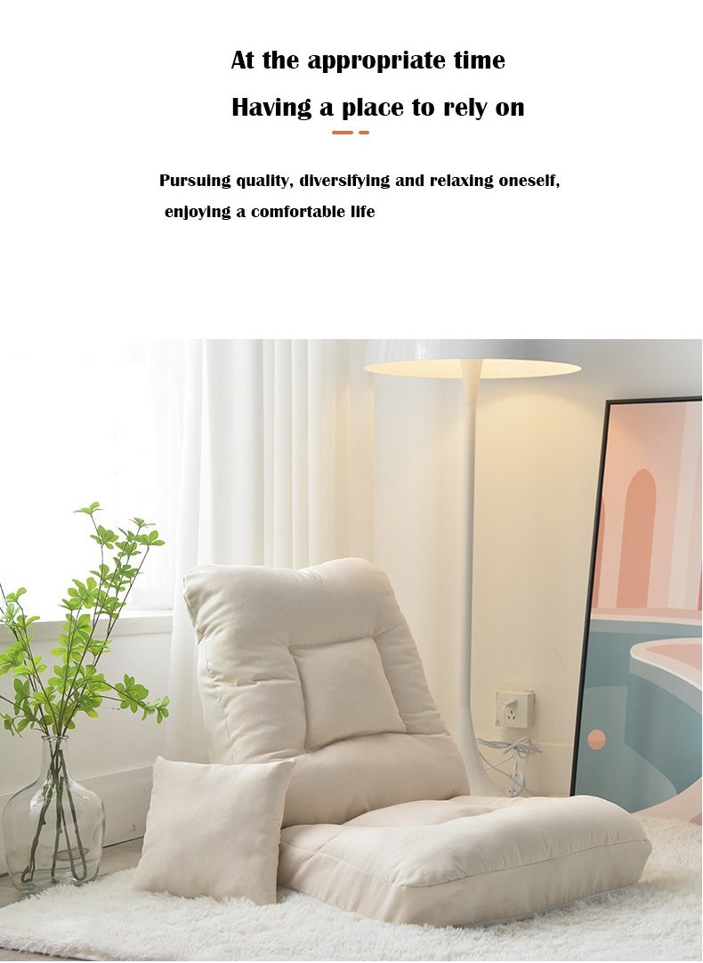 Arabest Bedroom Lazy Sofa Balcony Single Tatami Leisure Sofa Foldable with Backrest Floor Seat Small Sofa Bed Thickened Breathable Soft Lazy Sofa Beige  - Image 2