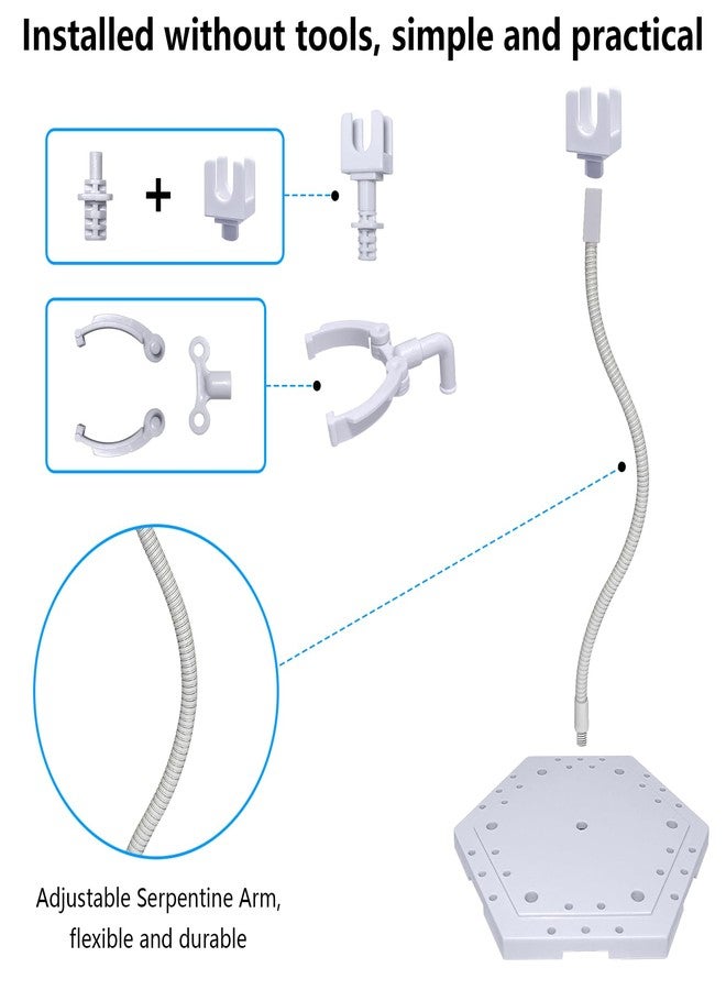 FaitAtten Hobby Display Stand,Model Action Base Display Stand Action Figure Stand with Adjustable Serpentine Arm Compatible with HG RG BB SD SHF Gundam Universal Models Stand (2 Pcs White) - Image 3
