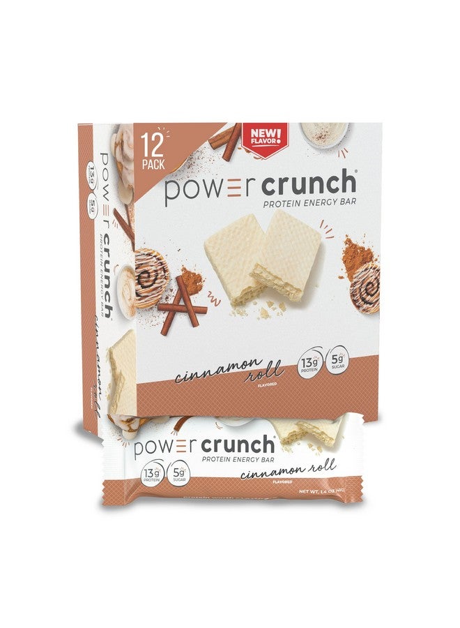 Power Crunch Protein Wafer Bars, High Protein Snacks with Delicious Taste, Cinnamon Roll, 1.4 Ounce (12 Count)