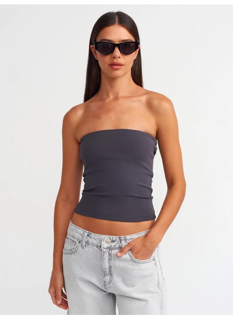 Dilvin 20659 Crop Top-Anthracite