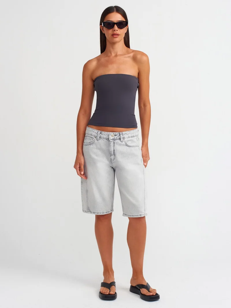Dilvin 20659 Crop Top-Anthracite