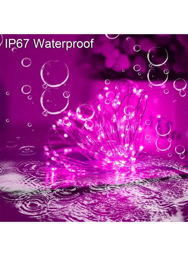 YAOZHOU Solar Christmas String Lights Pink Outdoor Waterproof 100 LED（2 Pack） 8 Modes Copper String Lights Fairy Lights for Valentine's Day Garden, Patio, Fence, Balcony, Outdoors(pink 2pcs - Image 3