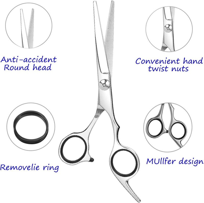 Essoy Professional Hair Cutting Scissors/Shears (6.7-Inches), Stainless Steel Haircut Scissor with Fine Adjustment Screw for Home Salon,Barber Hairdressing Scissor for Women Men Kids - Image 2