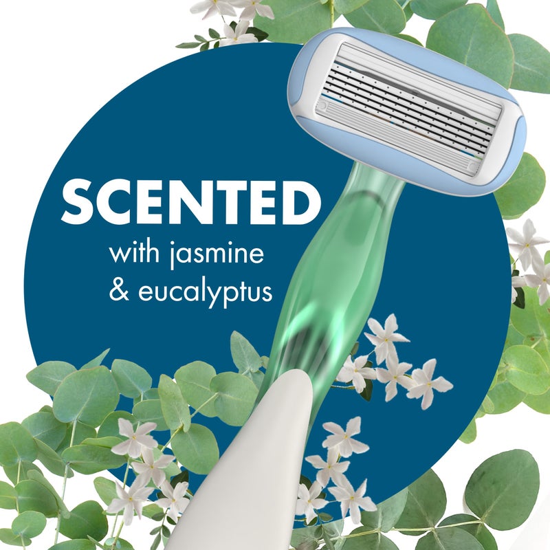 BIC Soleil 5 Escape Scented Women's Disposable Razors, 5 Blades, Comfortable Shave, Jasmine & Eucalyptus Scented Handle Shaving Razors for Women, 2 Count - Image 2