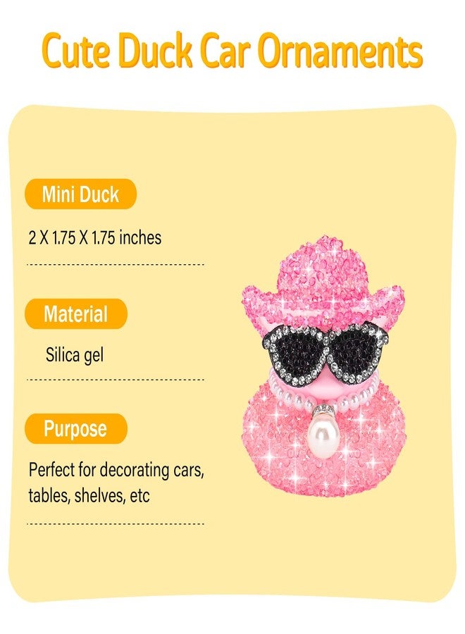 wonuu Pink Diamond Rubber Duck Dashboard Decorations Car Ornaments for Cool Car Accessories, White&Pink-All - Image 3