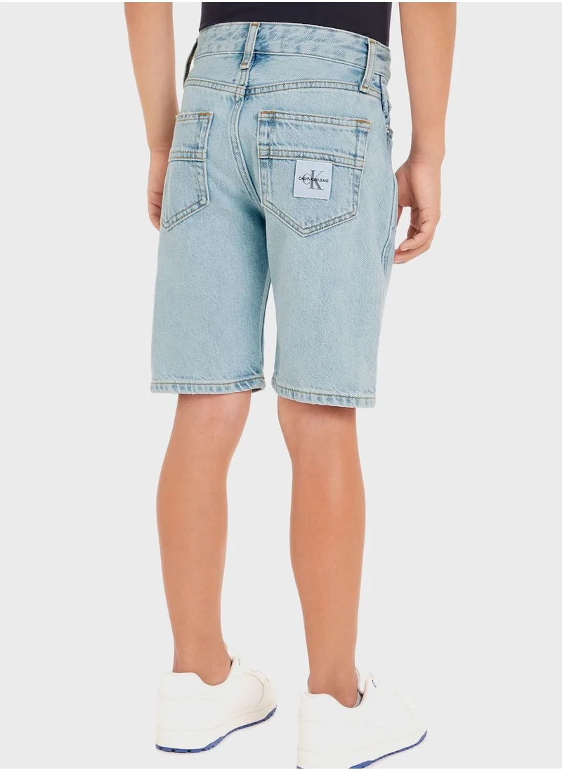 Calvin Klein Jeans Youth Relaxed Fit Denim Shorts