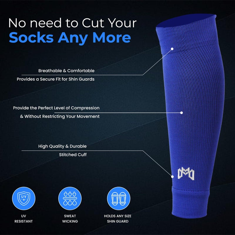 MediCaptain Pre Cut Soccer Sock Sleeves, Companion for Soccer Grip Socks, Securely Holds Shin Guards, Compression Leg Warmer (US, Alpha, One Size, Regular, Regular, Royal Blue) - Image 2