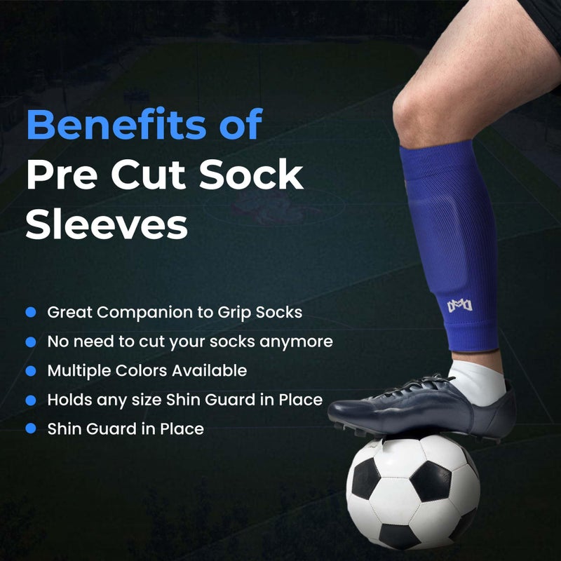 MediCaptain Pre Cut Soccer Sock Sleeves, Companion for Soccer Grip Socks, Securely Holds Shin Guards, Compression Leg Warmer (US, Alpha, One Size, Regular, Regular, Royal Blue) - Image 3