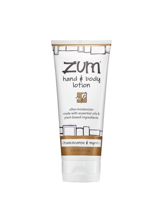 ZUM Zum Indigo Wild Hand & Body Lotion - Natural Hand Lotion for Dry Hands - Body Lotion for Women & Men - Body Moisturizers Include Shea Butter, Jojoba Oil & More - Frankincense & Myrrh Scent - 6 fl oz - Image 1