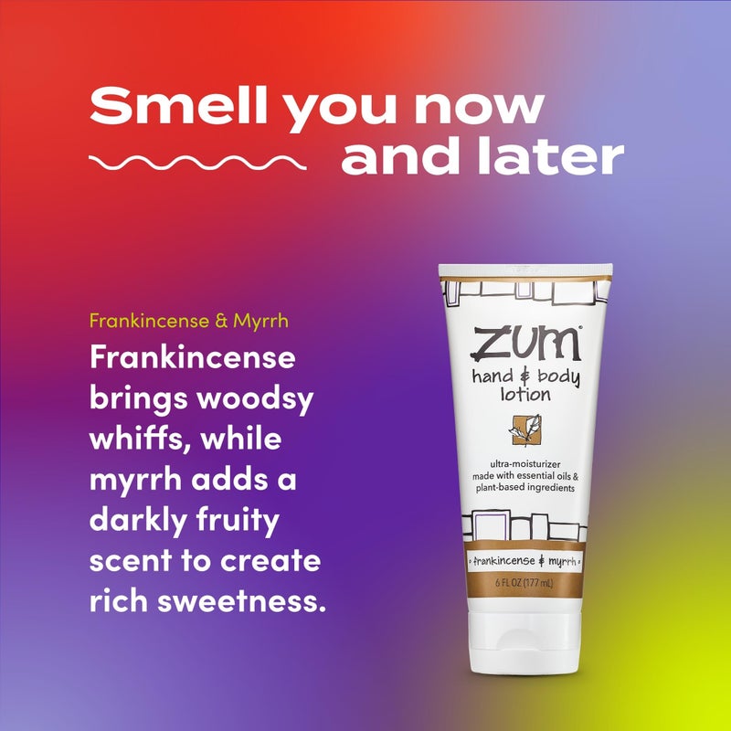 ZUM Indigo Wild Zum Hand & Body Lotion - Natural Hand Lotion for Dry Hands - Body Lotion for Women & Men - Body Moisturizers Include Shea Butter, Jojoba Oil & More - Frankincense & Myrrh Scent - 6 fl oz - Image 3