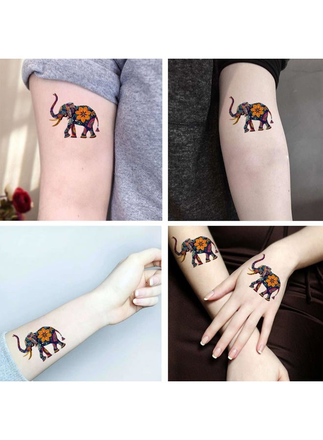 Dopetattoo Six sheets Temporary Tattoos for Men and Women Elephant for Men Temporary tattoo for Women Neck Arm Chest - Image 3