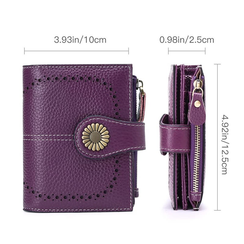 SENDEFN Small Womens Wallet Leather Bifold Card Holder RFID Blocking with Zipper Coin Pocket - Image 3