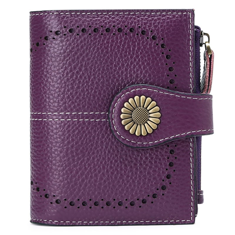 SENDEFN Small Womens Wallet Leather Bifold Card Holder RFID Blocking with Zipper Coin Pocket - Image 1