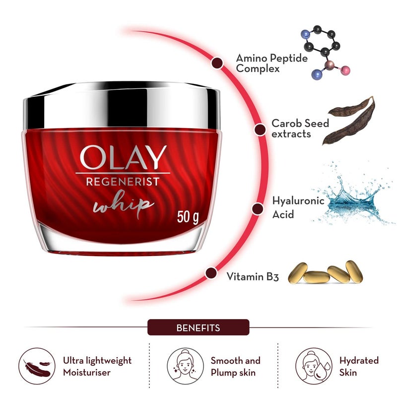 Olay باقة هدايا أولاي ريجينيريست كريم نهاري مع 50 جرام كريم ليلي ميكروسكلبتنج 50 جرام للبشرة المرطبة والممتلئة مع حمض الهيالورونيك والببتيدات للبشرة العادية والدهنية والجافة والمختلطة عبوة من 2 - Image 4
