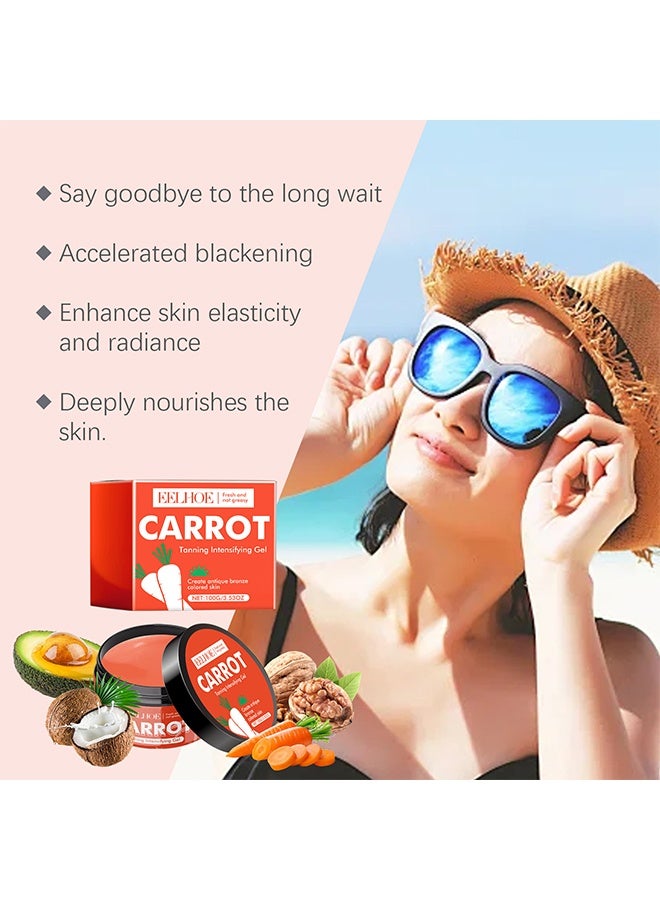 إيلهو جل تكثيف تسمير الجزر ، بزيت الجزر الطبيعي وفيتامين ه ، محسن تسمير الشمس سريع المفعول للحصول على لون عميق وداكن يدوم طويلا ، مرطب ، ماء ، تركيبة مقاومة للوجه والجسم ، مثالي لجميع ألوان البشرة - Image 3