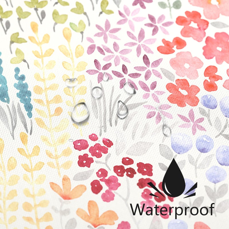 MAYZUS Cute Spring Summer Floral Shower Curtain, Colorful Flower Fabric Shower Curtains, Boho Funky Watercolor Wildflower Trendy Shower Curtain Set, Cottagecore Bohemian Bathroom Decor, 72x72 - Image 4