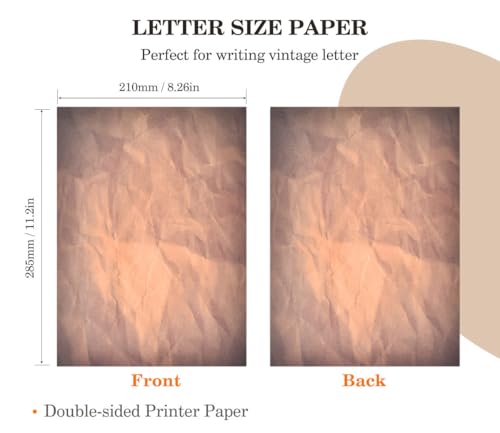 WLXTREE 48 Sheets Antique Paper - Classic Aged Vintage Paper - Old Looking Writing Letter Scrapbook Paper,Decorative Printer Paper for Invitation Art Craft Certificate A4 - Image 2