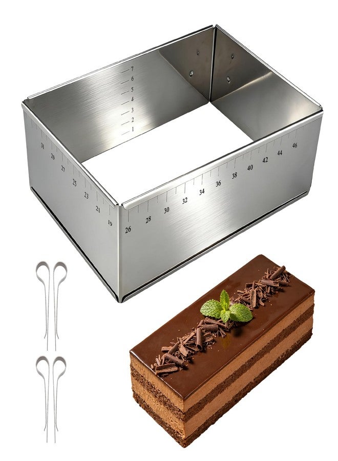 Velicber Stainless Steel Extensible Cake Ring Mold, 9 Inch to 18 Inch Adjustable Square Shaped Mousse Ring Nonstick Tiramisu Cake Mold for Baking Birthday Cake, Party Dessert, Kitchen DIY - Image 1