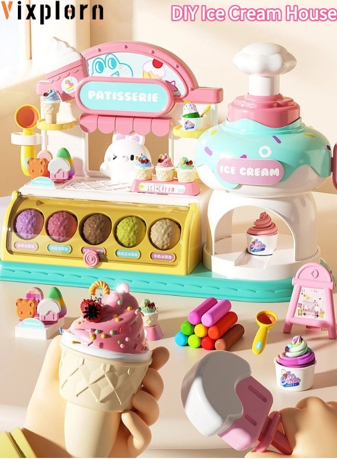 Vixplorn Clay/Dough, simulated ice cream toy store, creative ice cream clay mold, pretend play toys, suitable for children's simulated business toys, comes with 24 multi-colored clays, suitable for children aged 2+ toy gifts - Image 1