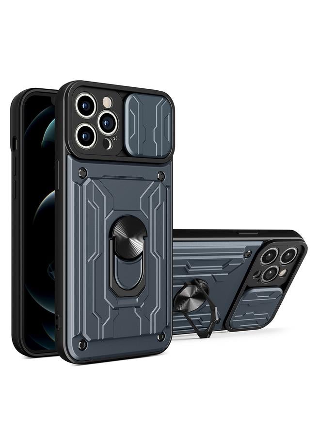 S-TOP Case For iPhone 14 Plus Sliding Camshield TPU+PC Phone Case with Card Slot - Image 1
