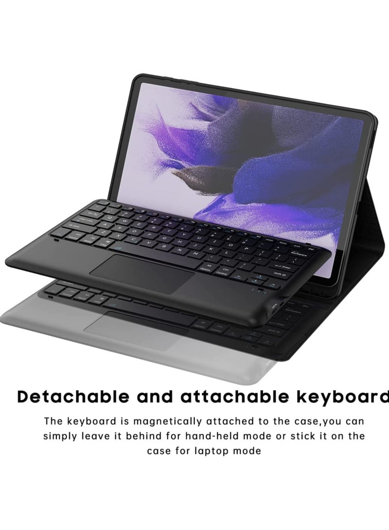 ELTRAZONE Keyboard Case for Samsung Galaxy Tab S7 FE 12.4" 2021 - Smart Wireless Waterproof Detachable Magnetic Tablet Trackpad Keyboard Cover for S7 FE SM-T730/T736 with S Pen Holder (Black) - Image 4