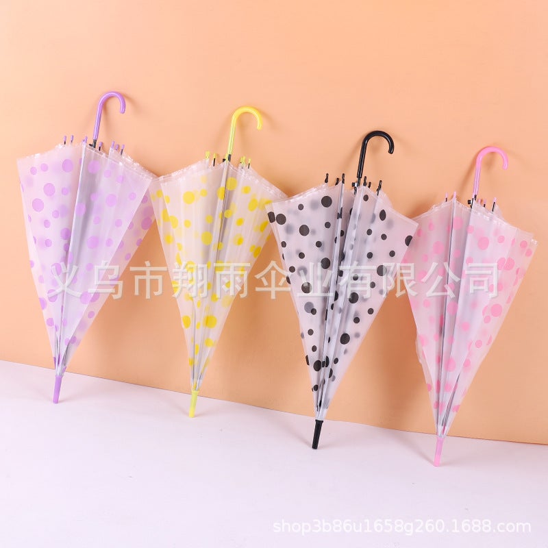 Stock Available White Color Eco-Friendly Automatic Rain Umbrella Disposable Creative Internet Celebrity Umbrella Street Stall Frosted polka dot color random color 