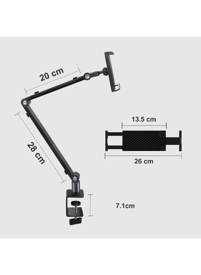 Tablet Stand Portable Monitor Desk Mount – Aluminium Long Arm with 360° Rotating Base – Fits 4.7 to 16 Inch Screens - Image 1